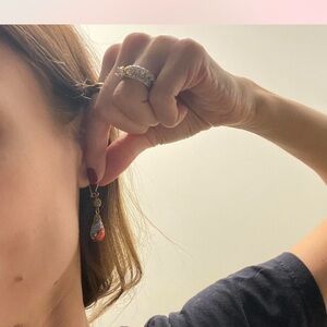 Elegant Red and gold plated beberían glass Drop Earrings. Bought in Venice